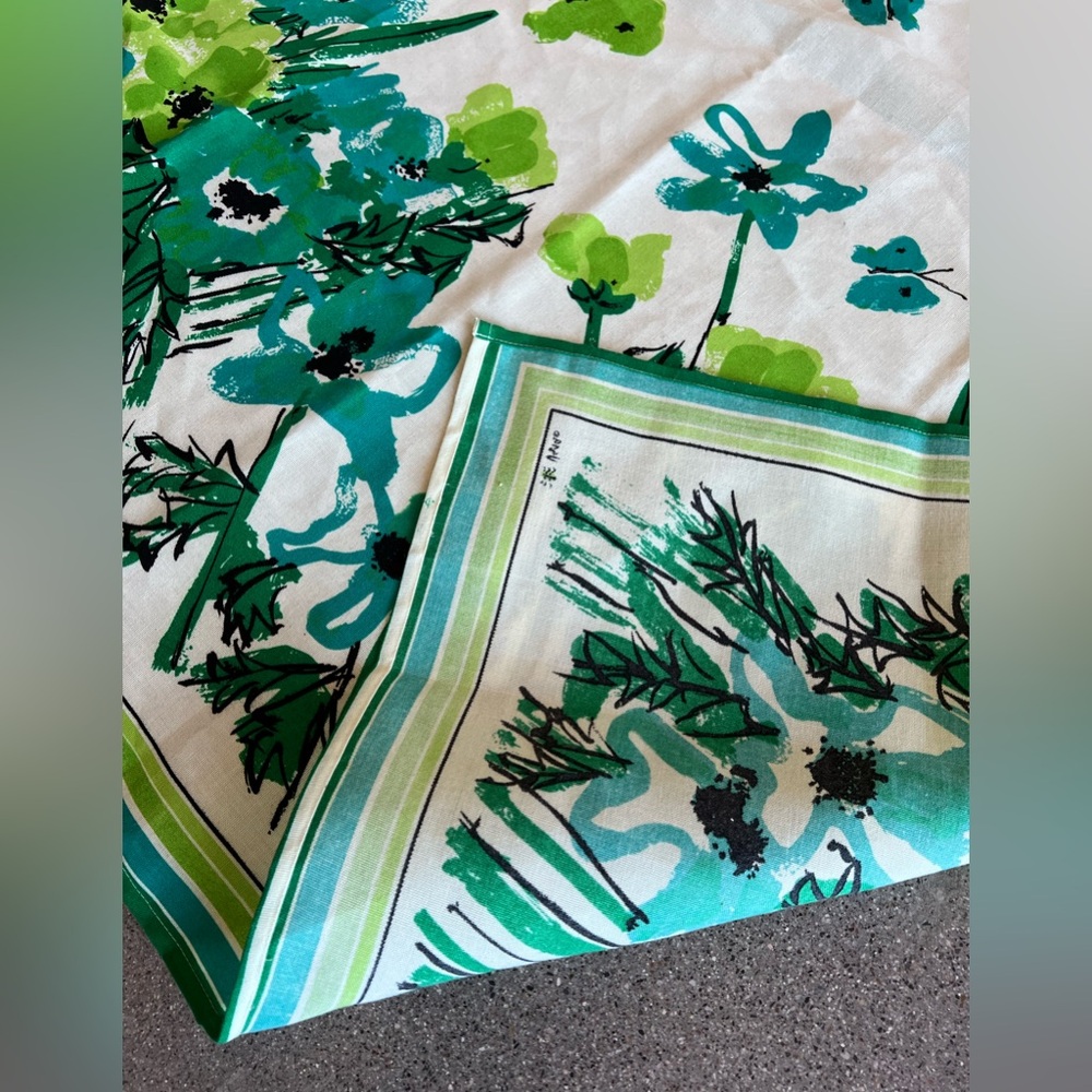 Vintage Vera Neumann floral tablecloth mcm linens retro tablecloth. - Picture 6 of 7